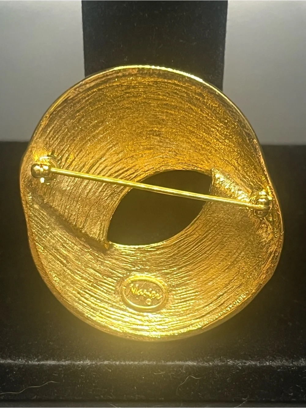 Vintage Napier peach enamel swirl brooch gold tone abstract pin